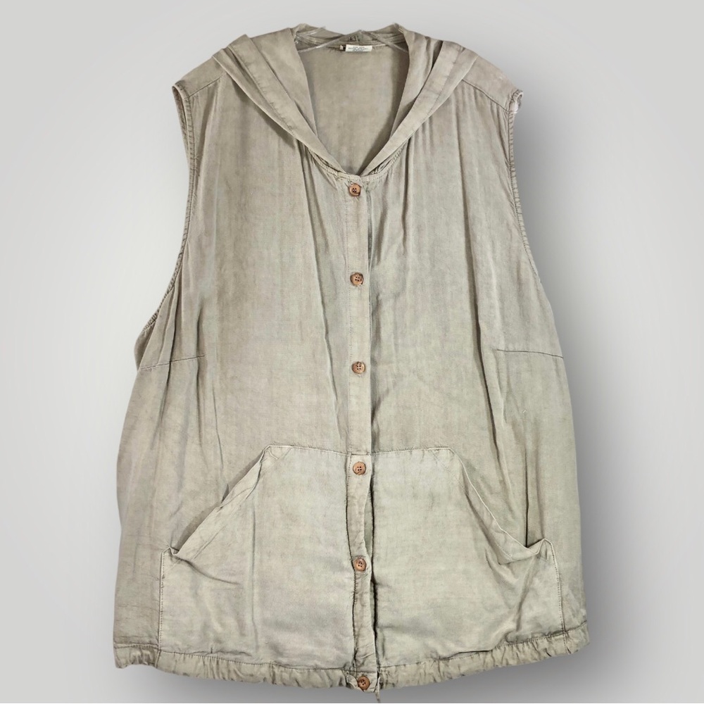 CLIO II Sleeveless Hooded Button Down Shirt Size 3X